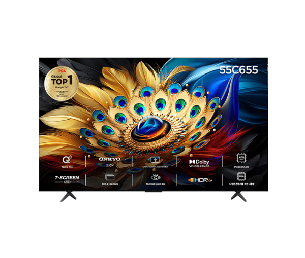 [TCL] QLED 안드로이드12 4K UHD TV 55인치 스탠드형