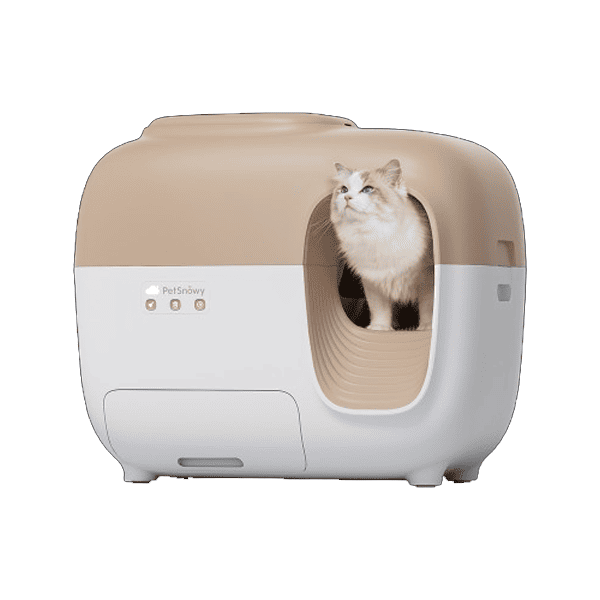 PETSNOWY 고양이 자동 화장실(브라운/화이트)